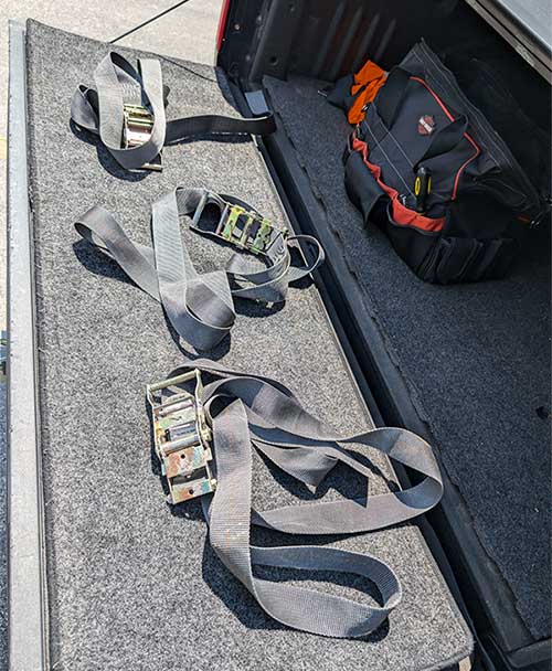 Image of Tank Straps two for front and one for rear on a Motorcycle